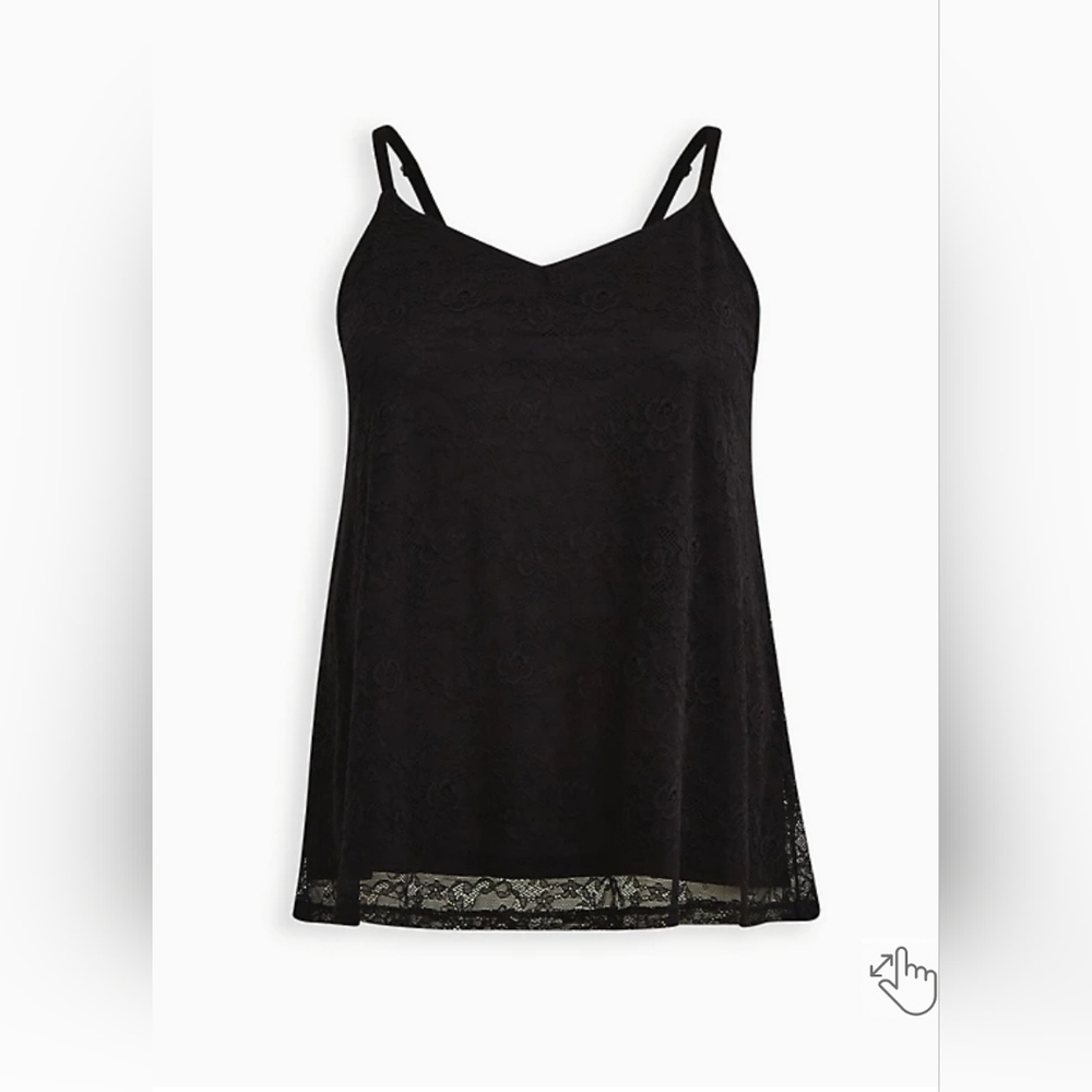 Torrid size 2 black lace v-neck swing cami